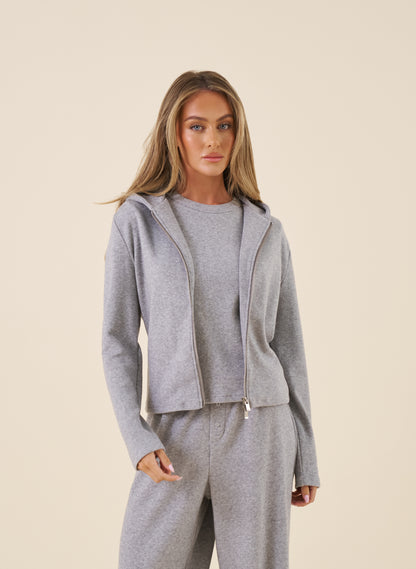 Cosy Knit Hoodie - Grey Marl