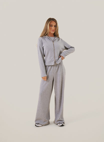 Cosy Knit Hoodie - Grey Marl