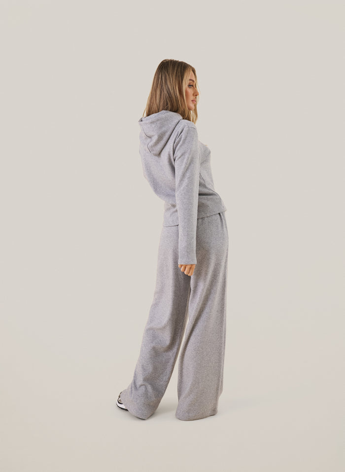 Cosy Knit Hoodie - Grey Marl