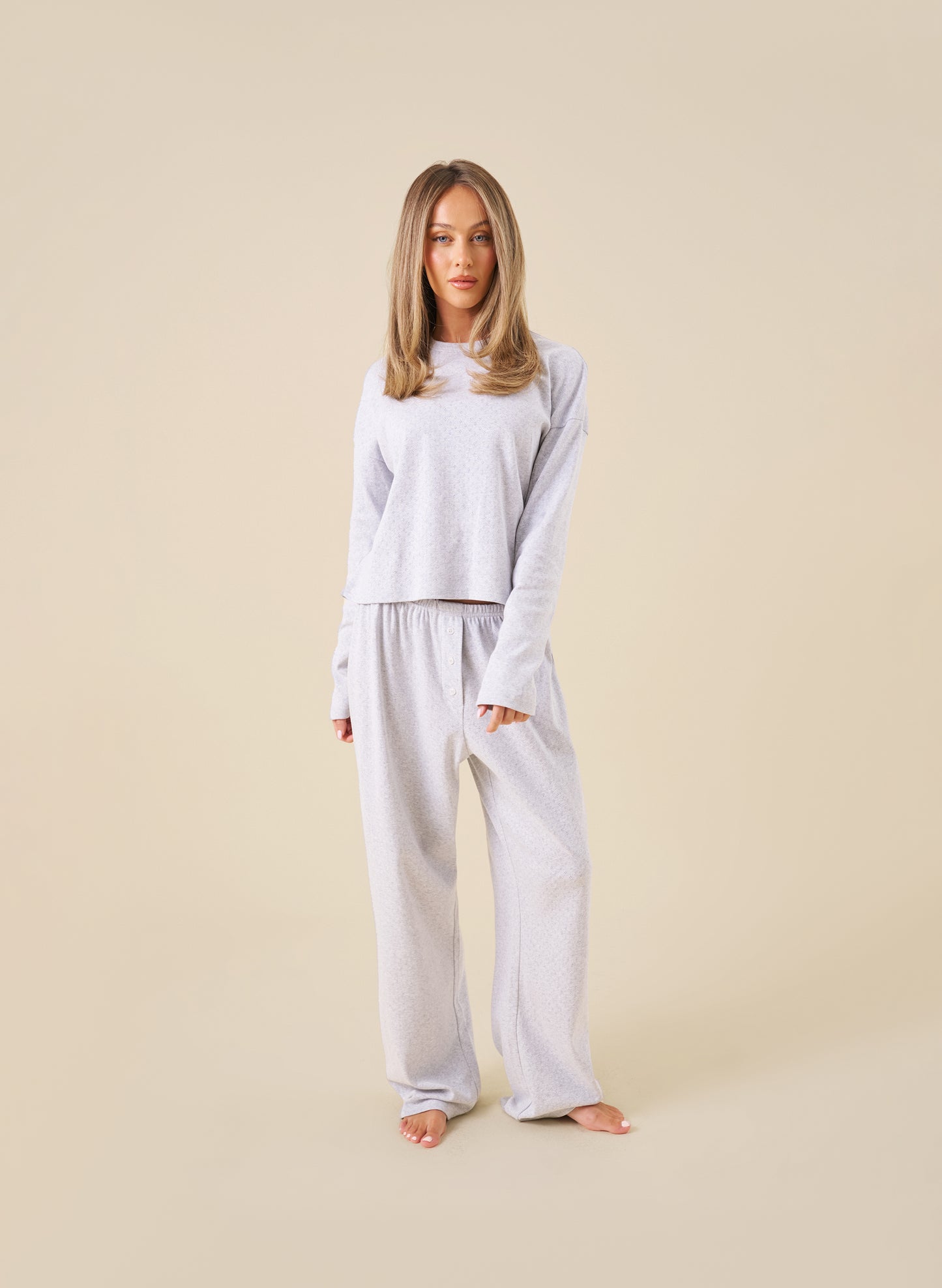 Grey Marl Pointelle Pyjamas