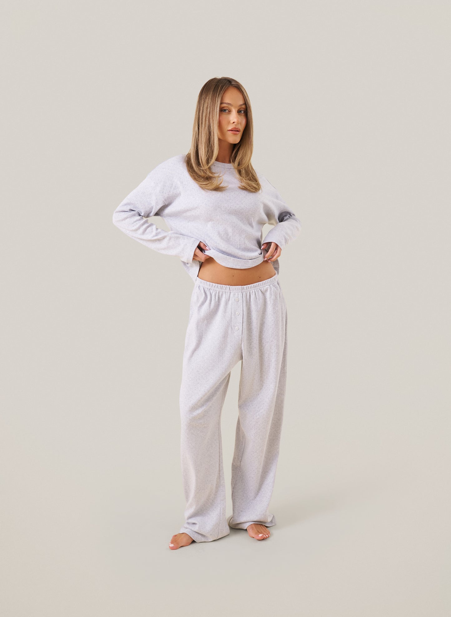 Grey Marl Pointelle Pyjamas