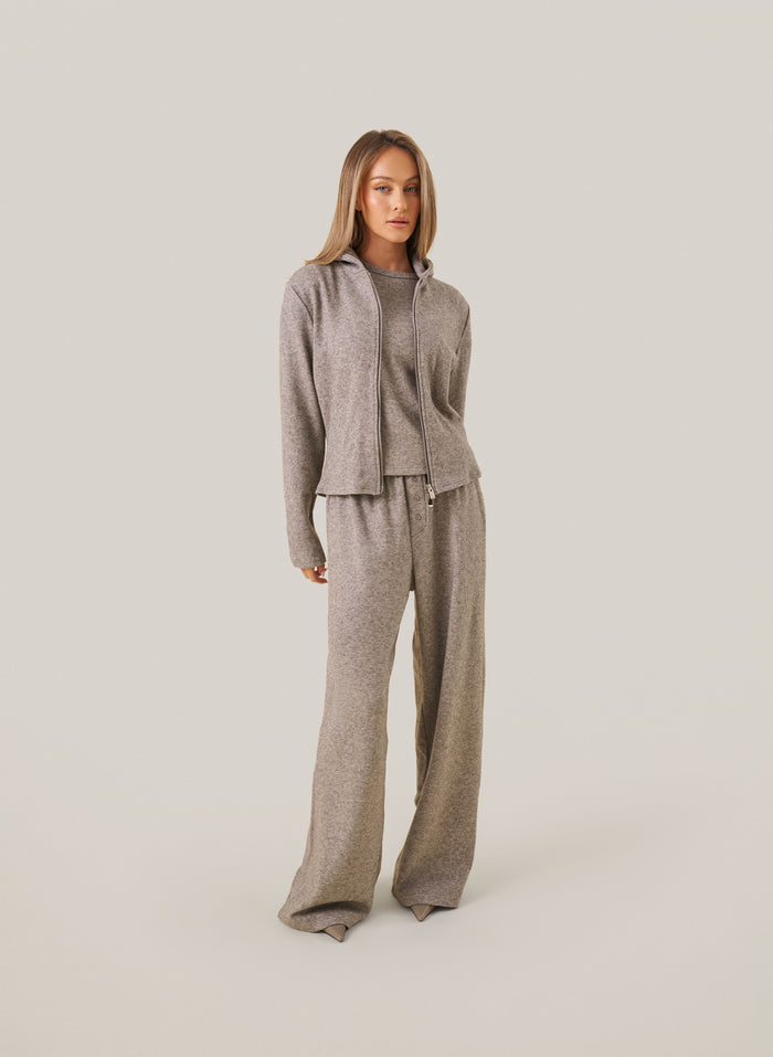 Cosy Knit Hoodie - Taupe