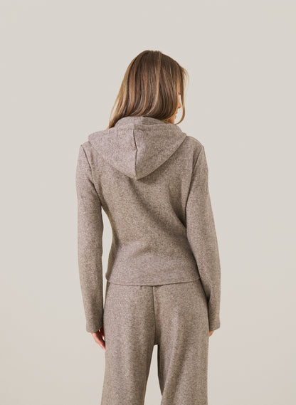 Cosy Knit Hoodie - Taupe