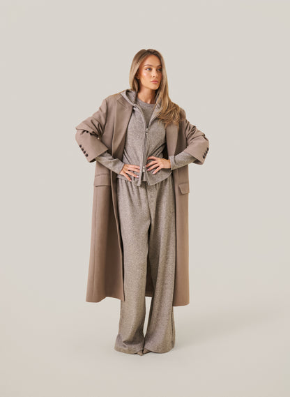 Cosy Knit Hoodie - Taupe