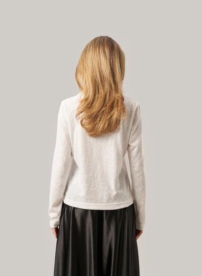 Lightweight Long Sleeved Slub Top - White