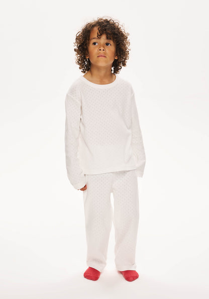 Kids Pointelle Pyjama - White