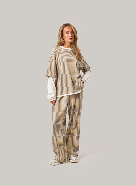 Striped Slub Set - Cream
