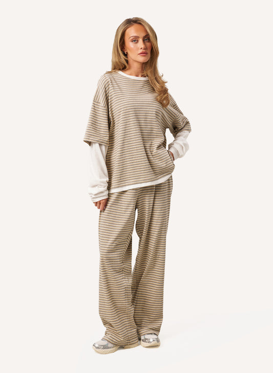 Striped Slub Set - Cream