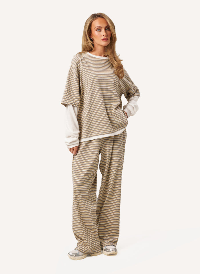Striped Slub Set - Cream