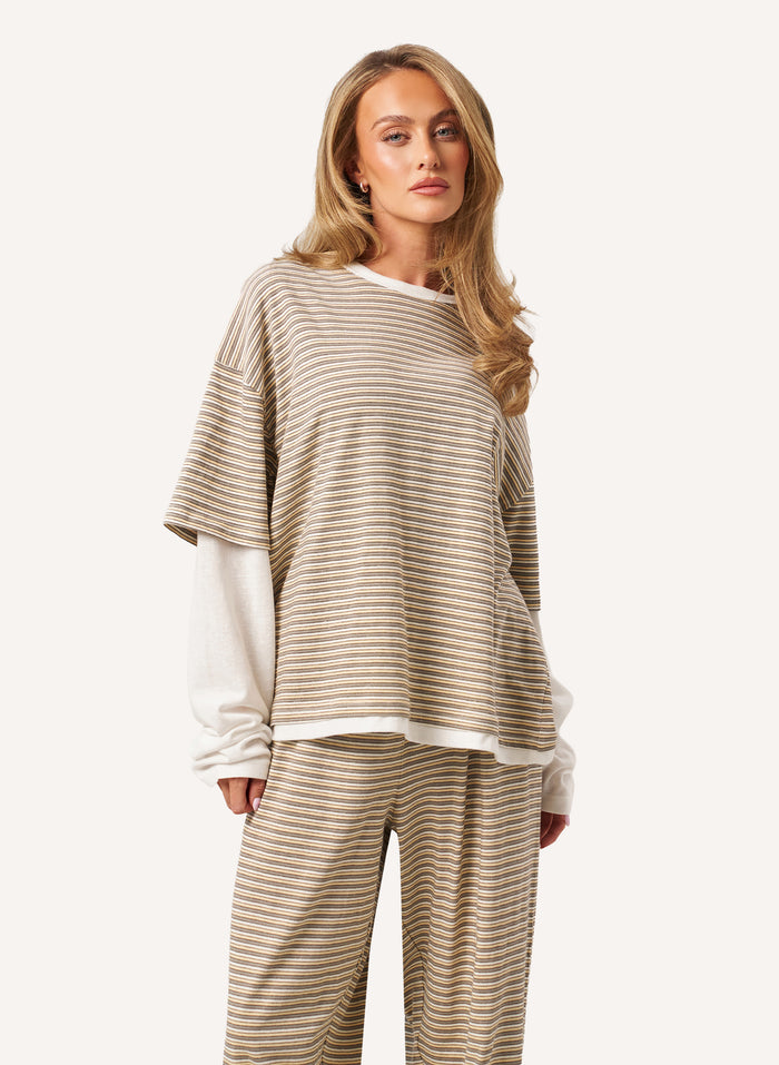 Striped Slub Set - Cream
