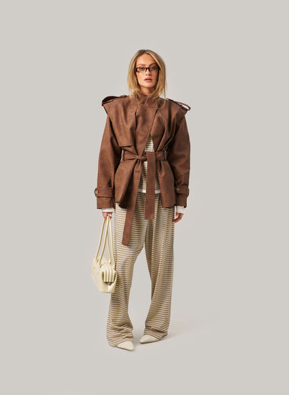 Striped Slub Set - Cream