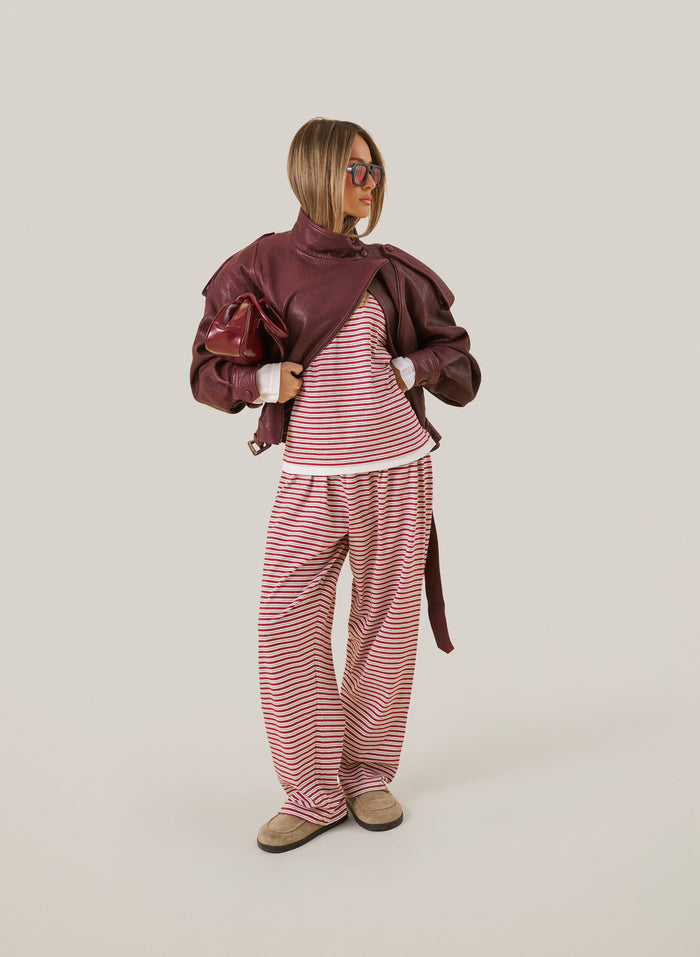Striped Slub Set - Red
