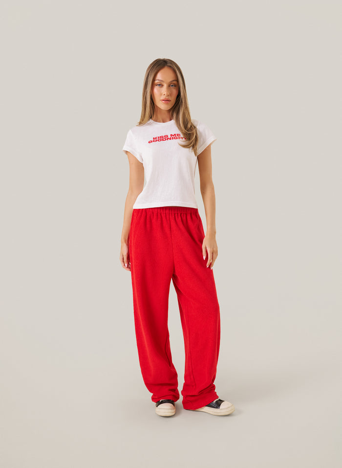 Towelling Pants - Red