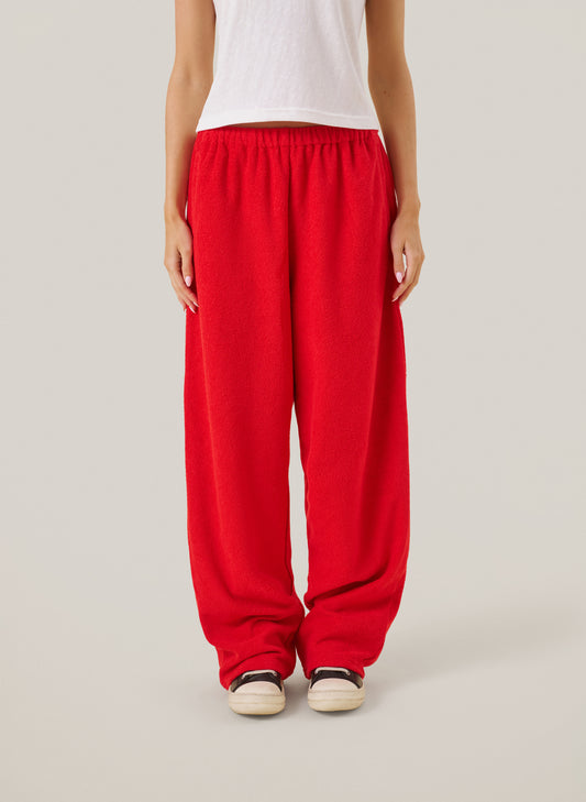Towelling Pants - Red