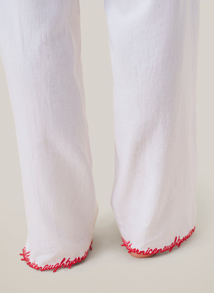 Naughty or Nice Pyjamas - White