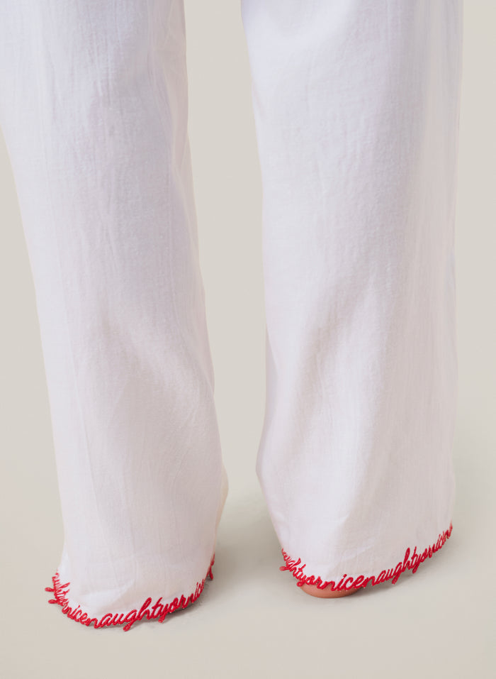 Naughty or Nice Pyjamas - White