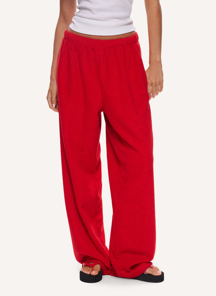 Towelling Pants - Red