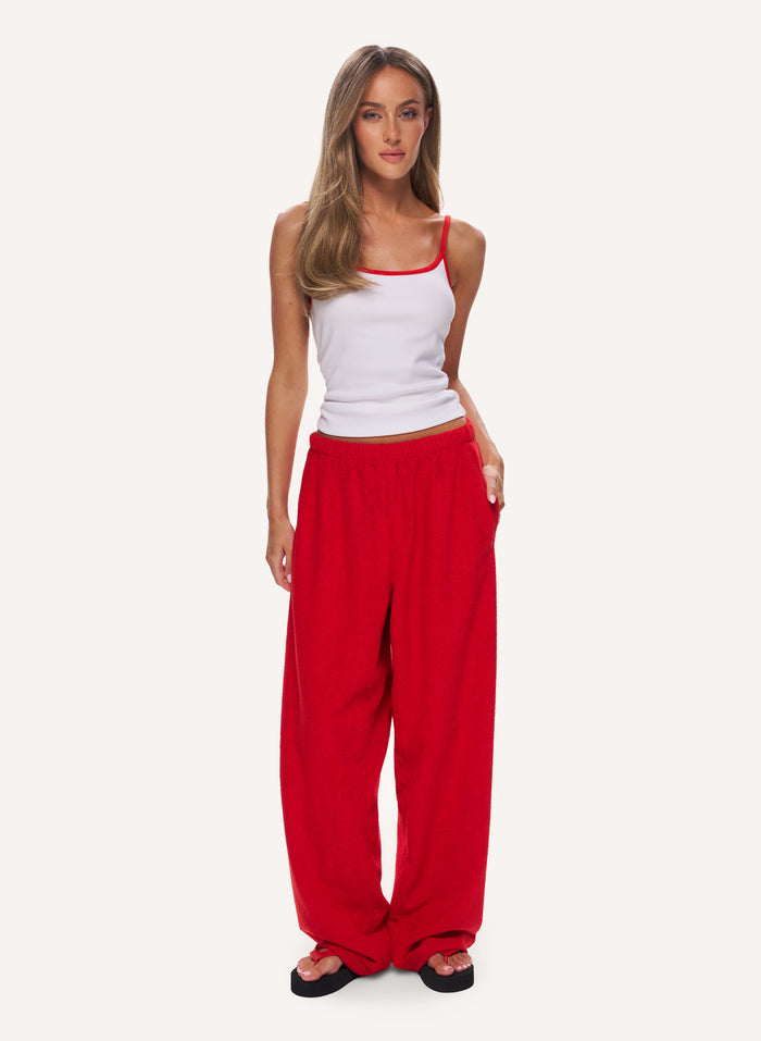 Towelling Pants - Red