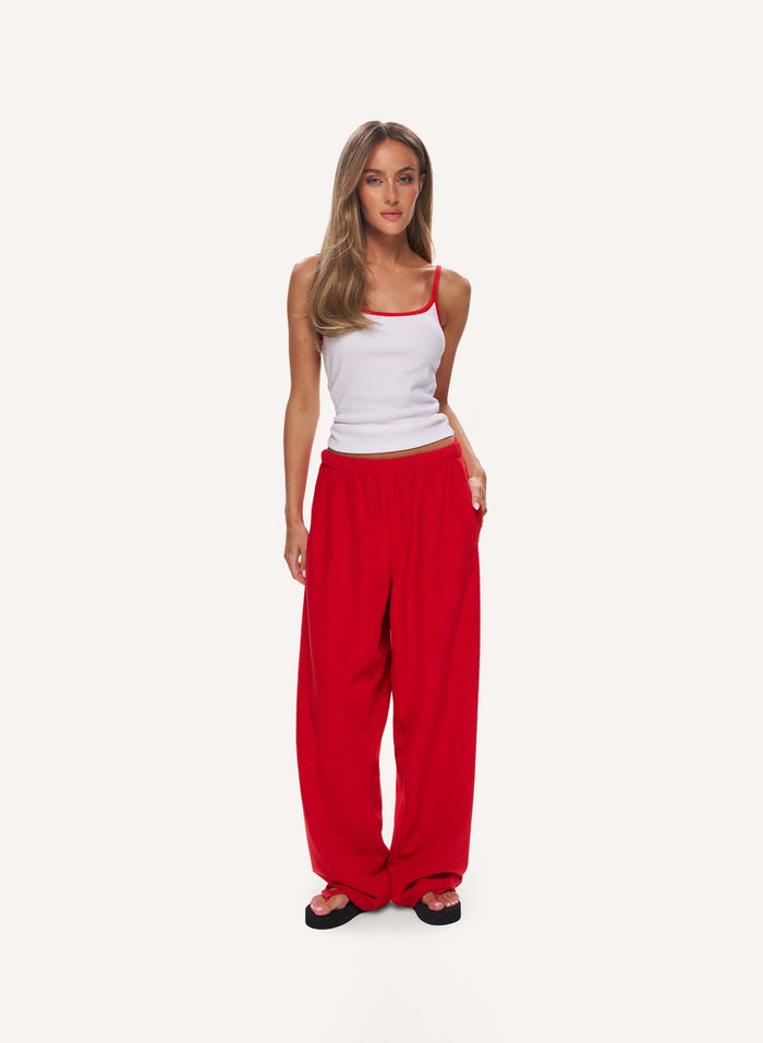 Towelling Pants - Red