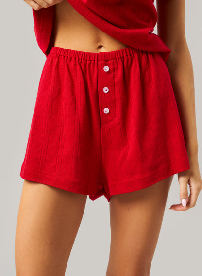 Pointelle Pyjamas Short Set - Red