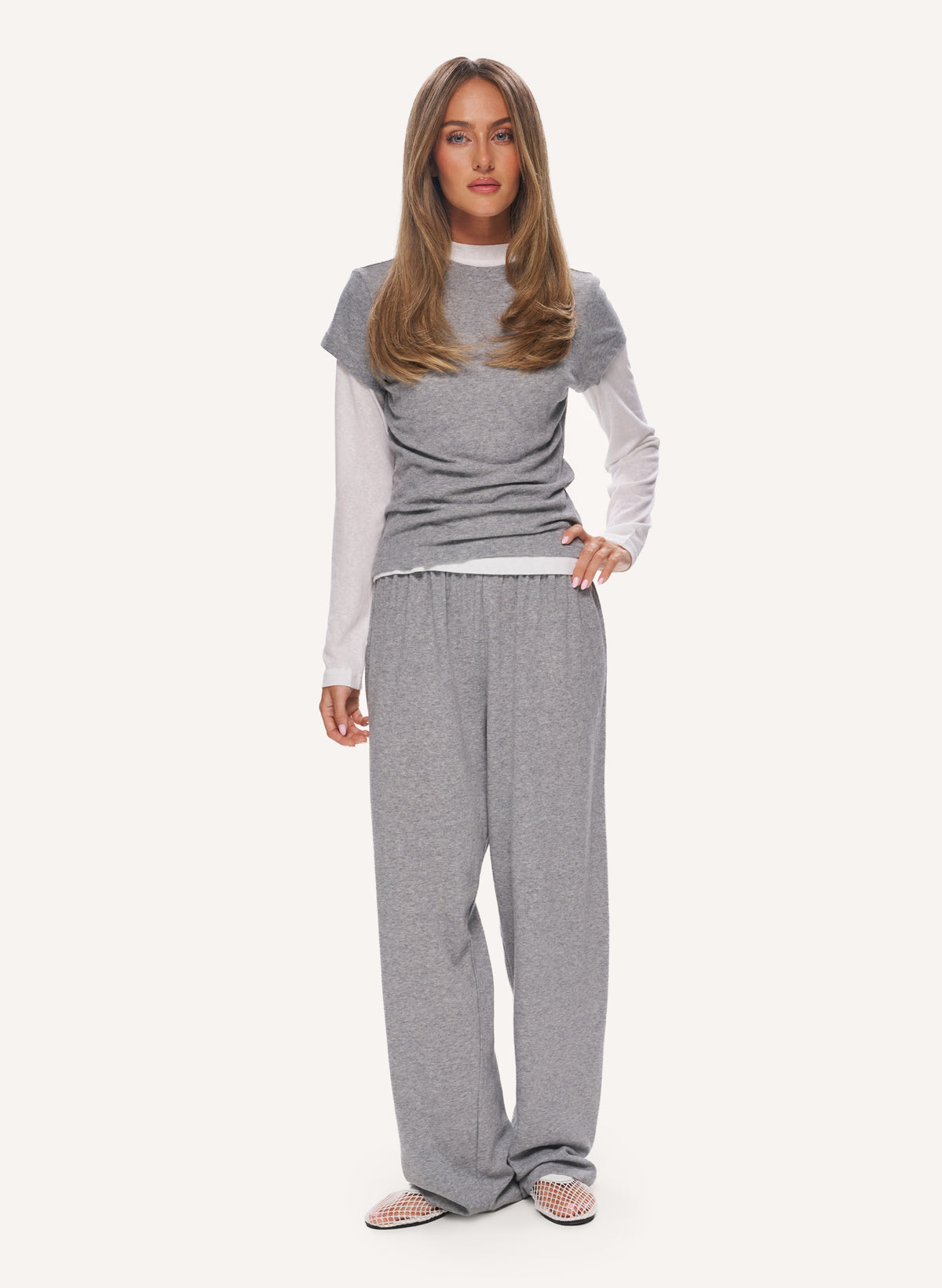 3 Piece Layered Slub Set - Grey