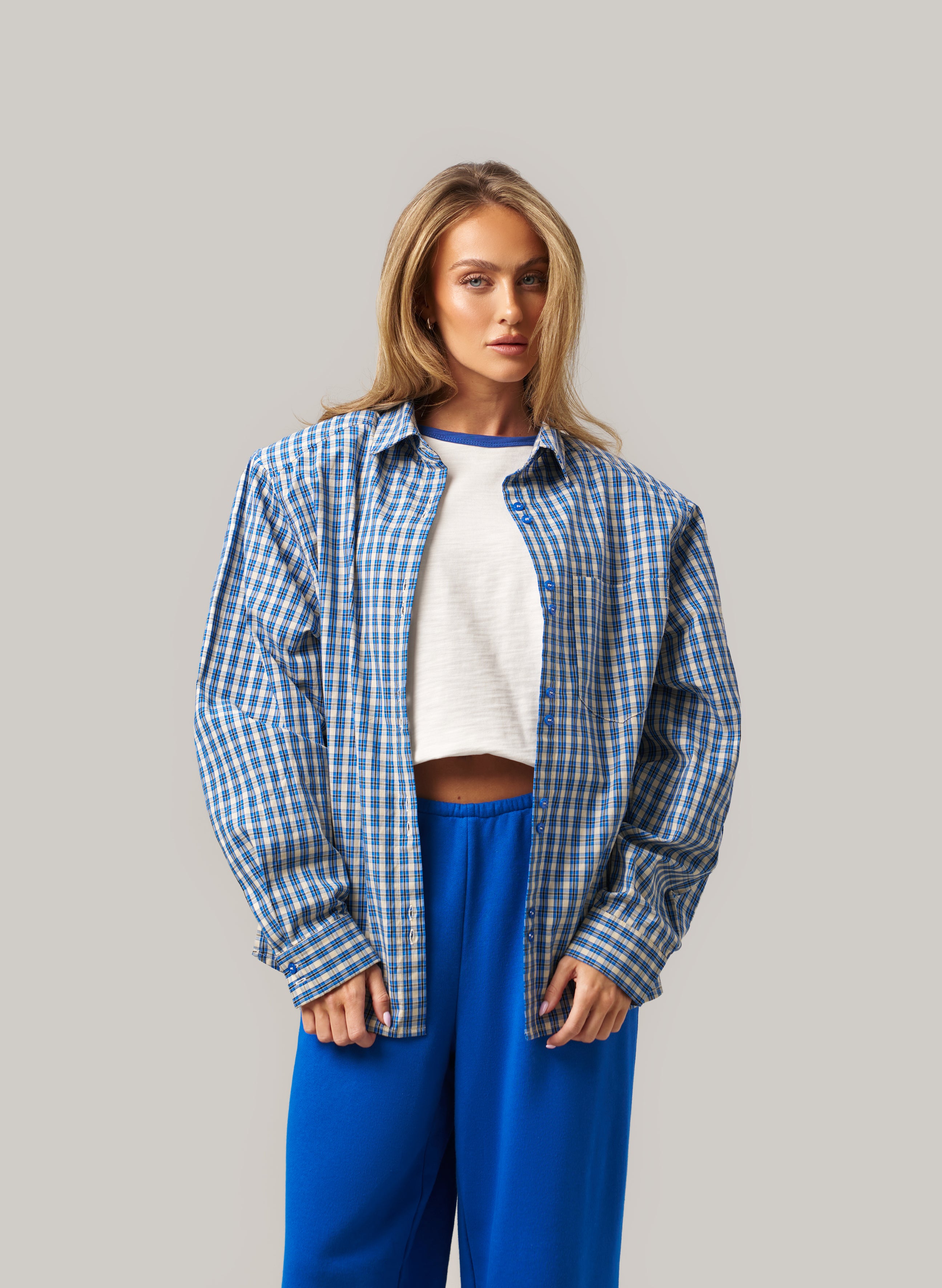 Elevated Check Shirt - Cobalt – Treats Studios