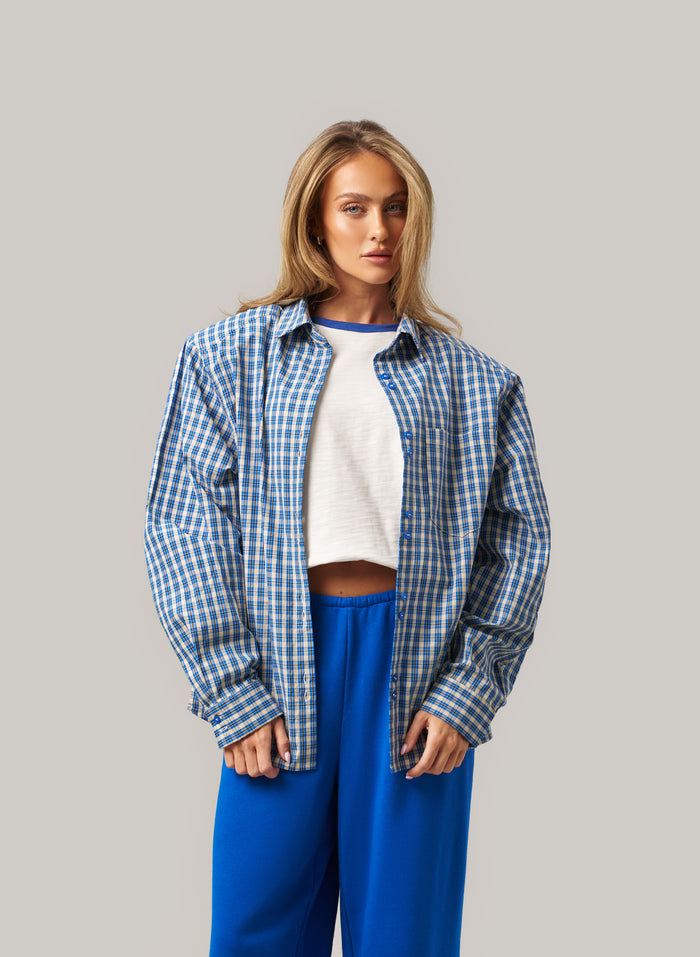 Elevated Check Shirt - Cobalt
