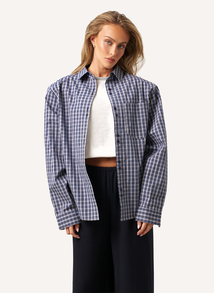 Elevated Check Shirt - Navy