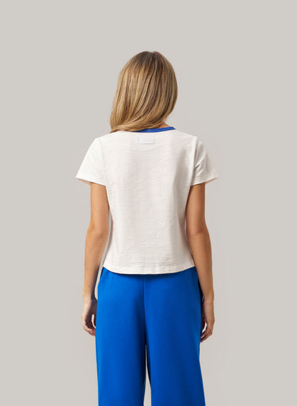 Daily Tee - White/Cobalt