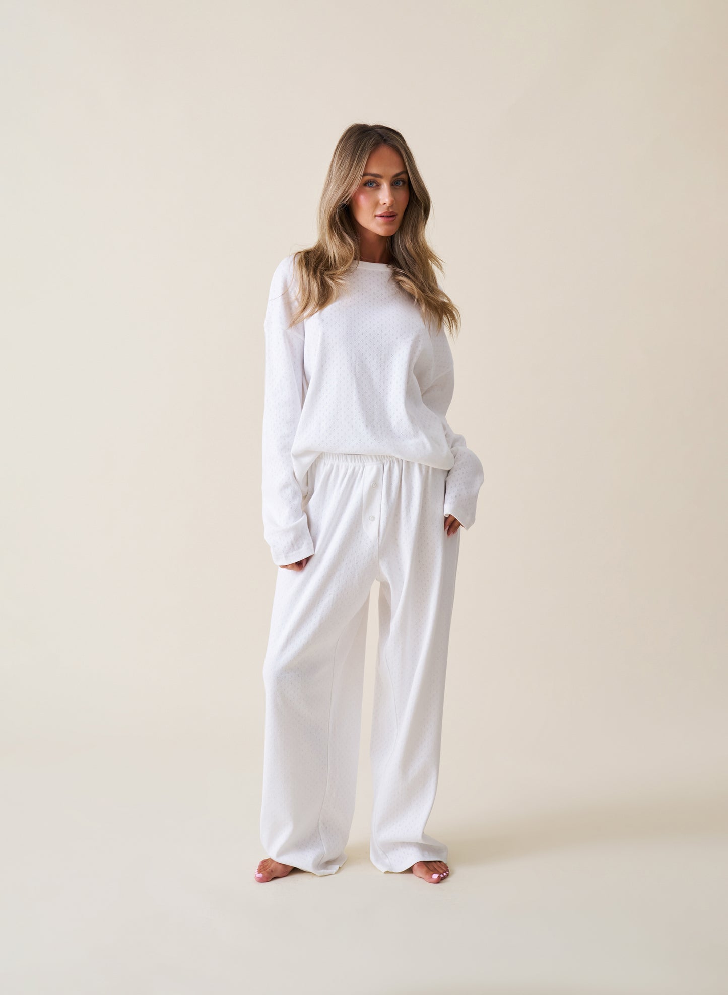 Pointelle Pyjama Set - White