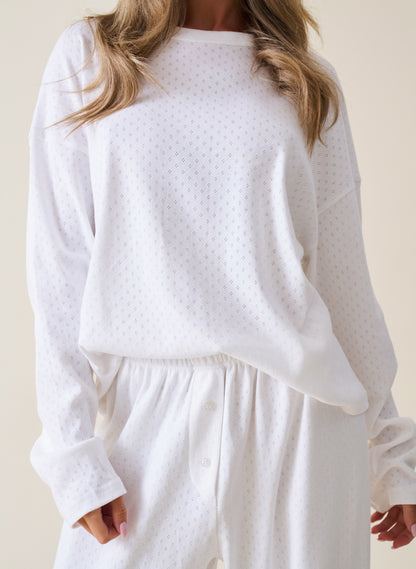 Pointelle Pyjama Set - White