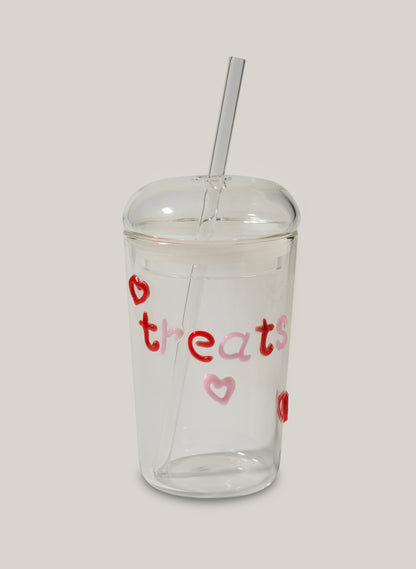 Treats Hearts Glass Tumbler - Clear
