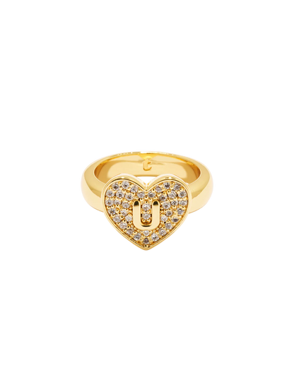 Initial Heart Signet Ring