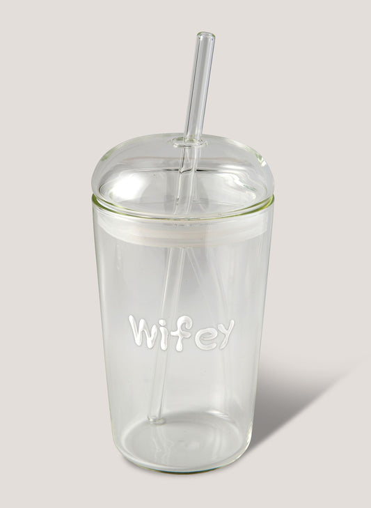 Wifey Glass Tumbler - White