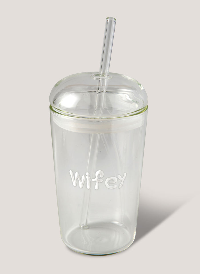 Wifey Glass Tumbler - White