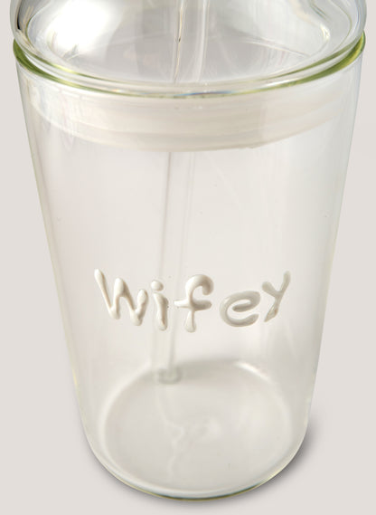 Wifey Glass Tumbler - White