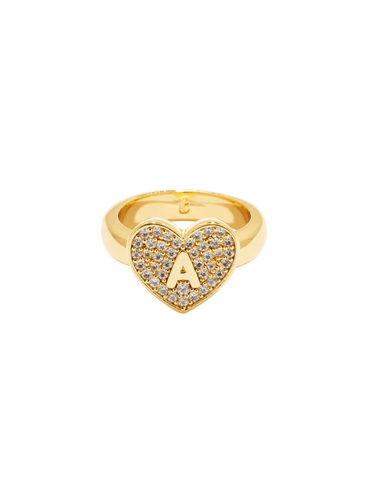 Initial Heart Signet Ring