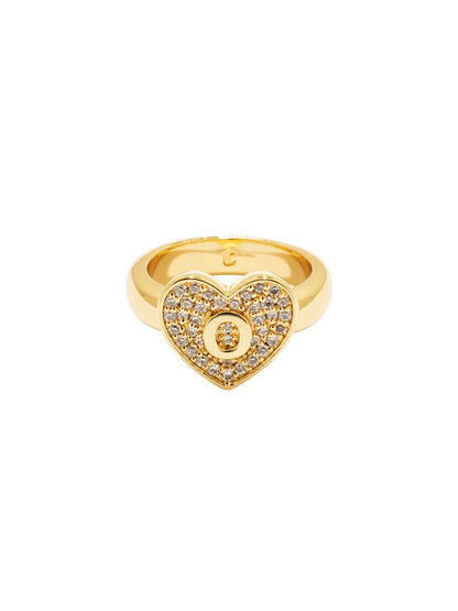 Initial Heart Signet Ring