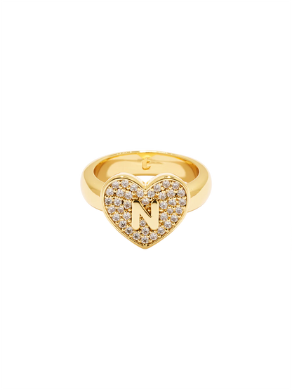 Initial Heart Signet Ring