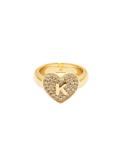 Initial Heart Signet Ring
