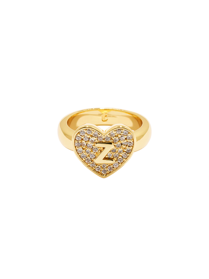 Initial Heart Signet Ring