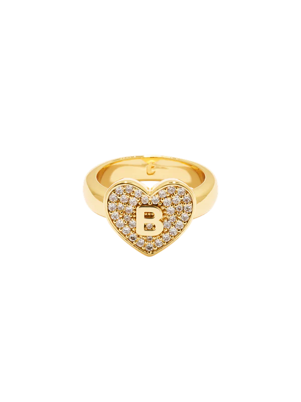 Initial Heart Signet Ring