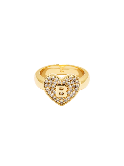 Initial Heart Signet Ring
