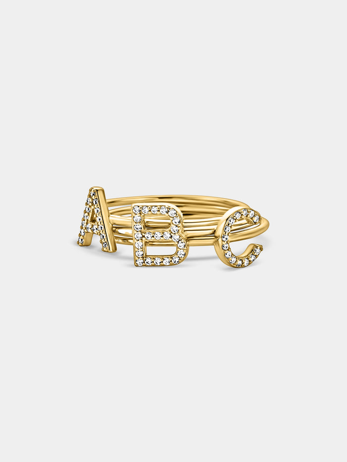 Rhinestone Letter Stacking Ring