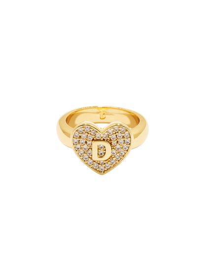 Initial Heart Signet Ring