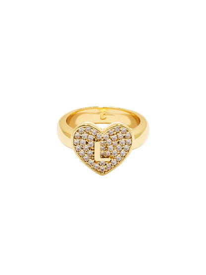 Initial Heart Signet Ring